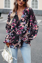Load image into Gallery viewer, Floral Print Flounce Sleeve Blouse
