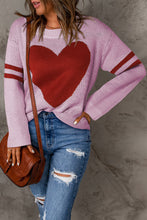 Load image into Gallery viewer, Heart Graphic Round Neck Sweater