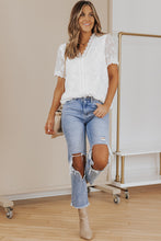 Load image into Gallery viewer, Applique Lace Trim V-Neck Blouse