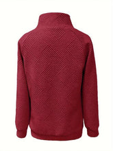 Load image into Gallery viewer, Buttoned Mock Neck Long Sleeve Sweatshirt