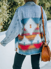 Load image into Gallery viewer, Collared Neck Dropped Shoulder Denim Jacket