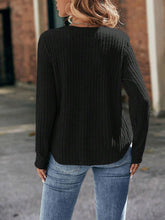 Load image into Gallery viewer, Round Neck Ribbed Long Sleeve T-Shirt