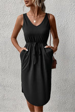 Load image into Gallery viewer, V-Neck Curved Hem Sleeveless Dress