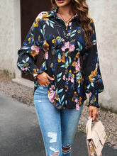 Load image into Gallery viewer, Printed Button-Up Lantern Sleeve Shirt