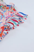 Load image into Gallery viewer, Floral Round Neck Butterfly Sleeve Blouse