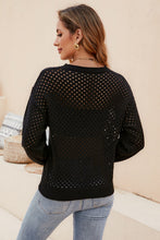 Load image into Gallery viewer, Round Neck Openwork Dropped Shoulder Knit Top