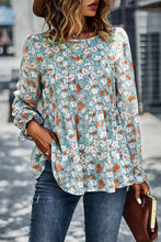 Load image into Gallery viewer, Floral Flounce Sleeve Tiered Blouse