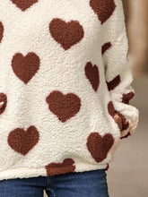 Load image into Gallery viewer, Fuzzy Heart Pocketed Dropped Shoulder Hoodie