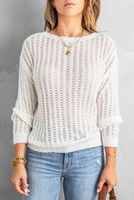 Load image into Gallery viewer, Dropped Shoulder Openwork Sweater