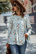 Load image into Gallery viewer, Floral Flounce Sleeve Tiered Blouse