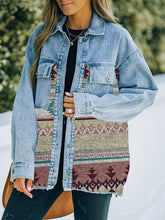 Load image into Gallery viewer, Collared Neck Dropped Shoulder Denim Jacket
