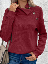 Load image into Gallery viewer, Buttoned Mock Neck Long Sleeve Sweatshirt
