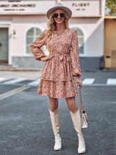 Load image into Gallery viewer, Long Sleeve Tie Waist Layered Dress
