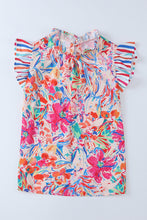 Load image into Gallery viewer, Floral Round Neck Butterfly Sleeve Blouse