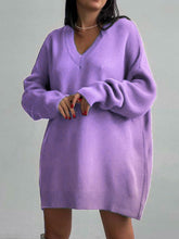 Load image into Gallery viewer, V-Neck Dropped Shoulder Sweater Dress
