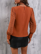 Load image into Gallery viewer, Swiss Dot Lantern Sleeve Round Neck Blouse