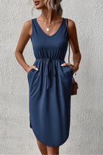 Load image into Gallery viewer, V-Neck Curved Hem Sleeveless Dress