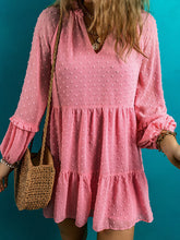 Load image into Gallery viewer, Swiss Dot V-Neck Long Sleeve Mini Dress