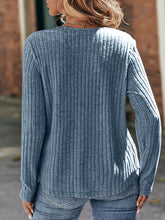 Load image into Gallery viewer, Round Neck Ribbed Long Sleeve T-Shirt