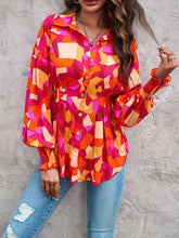 Load image into Gallery viewer, Printed Button-Up Lantern Sleeve Shirt