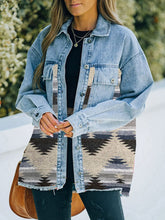 Load image into Gallery viewer, Collared Neck Dropped Shoulder Denim Jacket