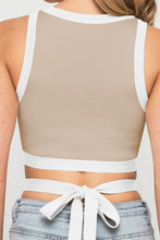 Load image into Gallery viewer, Contrast Tie Back Round Neck Tank