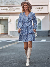Load image into Gallery viewer, Long Sleeve Tie Waist Layered Dress