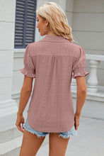Load image into Gallery viewer, Eyelet Johnny Collar Short Sleeve Blouse