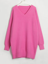 Load image into Gallery viewer, V-Neck Dropped Shoulder Sweater Dress