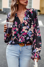 Load image into Gallery viewer, Floral Print Flounce Sleeve Blouse