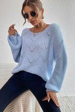 Load image into Gallery viewer, Openwork Boat Neck Dropped Shoulder Sweater