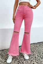 Load image into Gallery viewer, Distressed Raw Hem Bootcut Jeans
