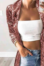 Load image into Gallery viewer, Open Front Long Sleeve Longline Velvet Cardigan