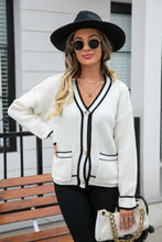 Load image into Gallery viewer, Waffle Knit V-Neck Cardigan with Pocket