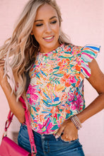 Load image into Gallery viewer, Floral Round Neck Butterfly Sleeve Blouse