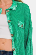 Load image into Gallery viewer, Zenana Waffle-Knit Button Up Dropped Shoulder Jacket