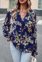 Load image into Gallery viewer, Floral Print Flounce Sleeve Blouse
