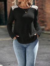 Load image into Gallery viewer, Round Neck Ribbed Long Sleeve T-Shirt