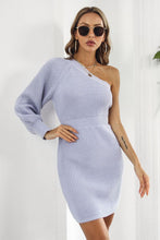 Load image into Gallery viewer, One Shoulder Raglan Sleeve Pencil Sweater Dress
