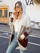 Load image into Gallery viewer, Color Block Open Front Hooded Cardigan