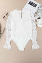 Load image into Gallery viewer, Eyelash Trim Scalloped Lace Flounce Sleeve Bodysuit