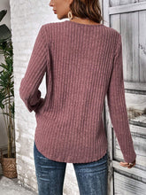 Load image into Gallery viewer, Round Neck Ribbed Long Sleeve T-Shirt