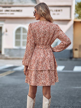Load image into Gallery viewer, Long Sleeve Tie Waist Layered Dress