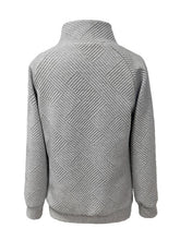 Load image into Gallery viewer, Buttoned Mock Neck Long Sleeve Sweatshirt