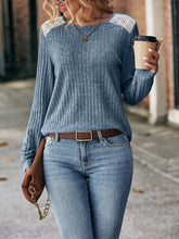 Load image into Gallery viewer, Round Neck Ribbed Long Sleeve T-Shirt