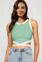 Load image into Gallery viewer, Contrast Tie Back Round Neck Tank