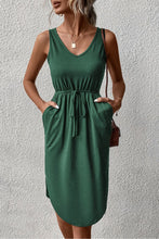 Load image into Gallery viewer, V-Neck Curved Hem Sleeveless Dress
