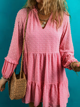 Load image into Gallery viewer, Swiss Dot V-Neck Long Sleeve Mini Dress