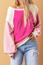 Load image into Gallery viewer, Round Neck Dropped Shoulder Color Block Sweatshirt