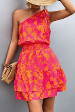 Load image into Gallery viewer, Floral Smocked Waist Tied One-Shoulder Dress